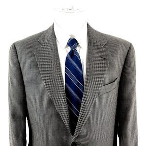 Joseph Abboud Textured Silk Wool 2 Button Sport Coat 40R Or Slim 42R Gray Check‎